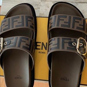 Fendi FF logo buckle slide